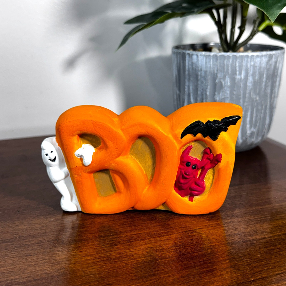 Vintage Halloween Ceramic Boo Devil Witch Bat Handmade